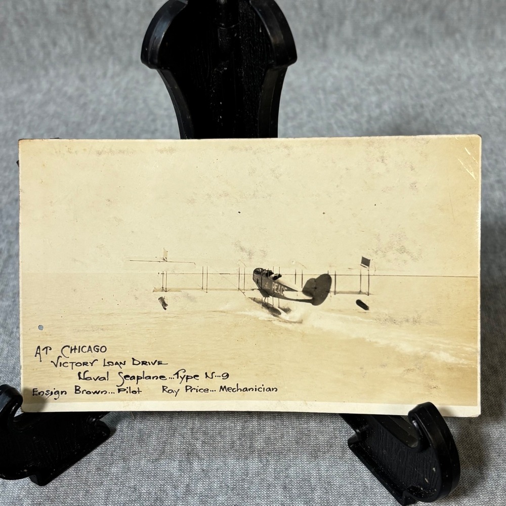 Vintage Naval Seaplane Type N-9 Chicago Victory Loan Drive Photo Ensign Brown
